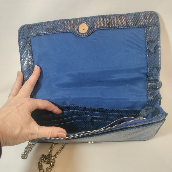 White House Black Market Snakeskin Clutch with Chain Strap NWOT - Picture 6 of 11